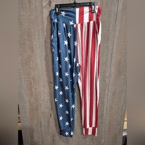 UEU Cozy Joggers American Flag 4th of July Comfy (Womens Size Large)